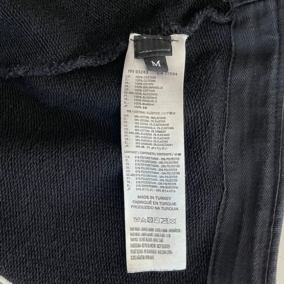 Diesel Convertible Black Sweatshirt with Faux Leather Trim and Silver Snaps - Picture 11 of 12